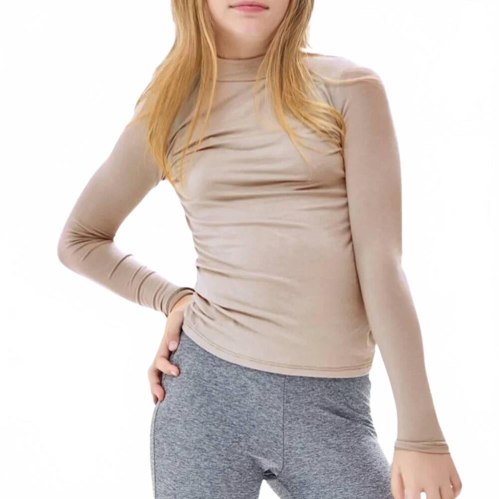 NEW GOOD GIRL mock neck long sleeve knit top in mocha